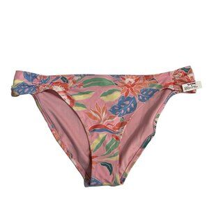 Jessica Simpson‎ Bikini Bottom Womens XL Pink Floral Side Shirred Swimsuit Beach